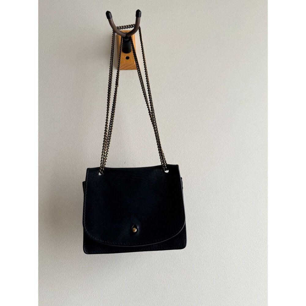 Madewell small leather pouch purse on brass chain "The Chain Crossbody Bag"